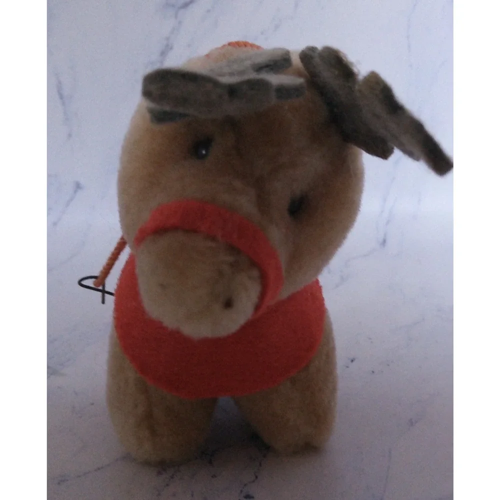 Vintage 1985 McDonalds Coca Cola Plush Reindeer Christmas Tree Ornament